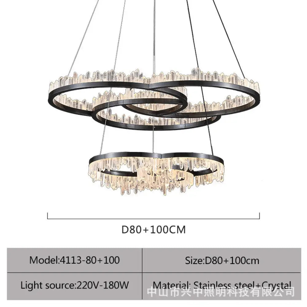 Isla Nordic Double Layer Crystal Circle Chandelier D80 + D100 Double Layer Chandelier