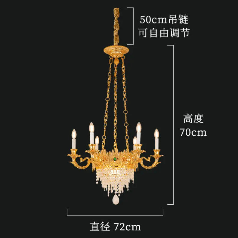 French style copper living room chandelier European style dining room bedroom candle lighting creative atmosphere Villa