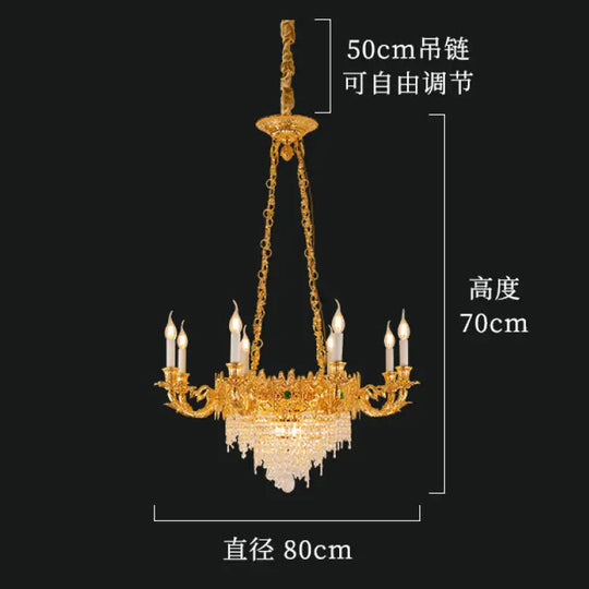 French style copper living room chandelier European style dining room bedroom candle lighting creative atmosphere Villa