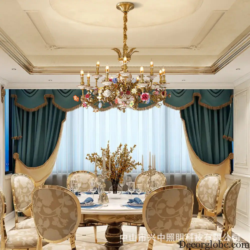 Xingzhong luxury French living room copper crystal chandelier Palace style European style villa ceramic bedroom dining