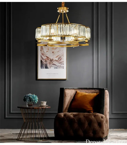 Zoe's K9 Crystal Modern Glass Chandelier - Copper Luxury Hanging Lamp - DecorGlobe