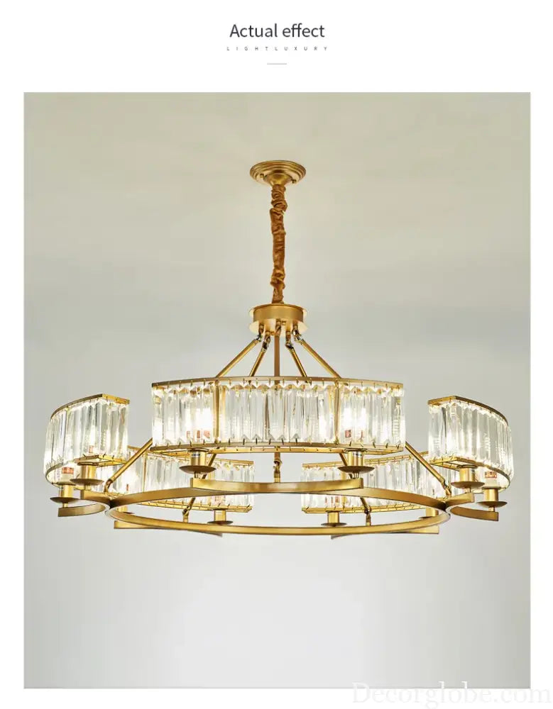 Zoe's K9 Crystal Modern Glass Chandelier - Copper Luxury Hanging Lamp - DecorGlobe