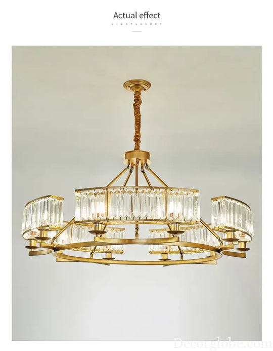 Zoe's K9 Crystal Modern Glass Chandelier - Copper Luxury Hanging Lamp - DecorGlobe
