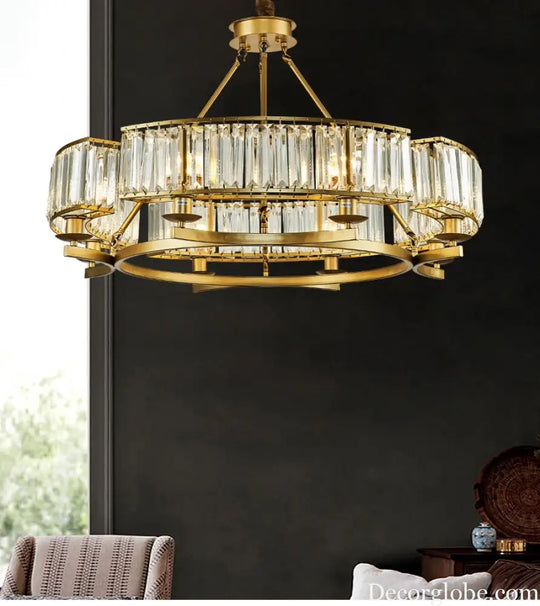 Zoe's K9 Crystal Modern Glass Chandelier - Copper Luxury Hanging Lamp - DecorGlobe