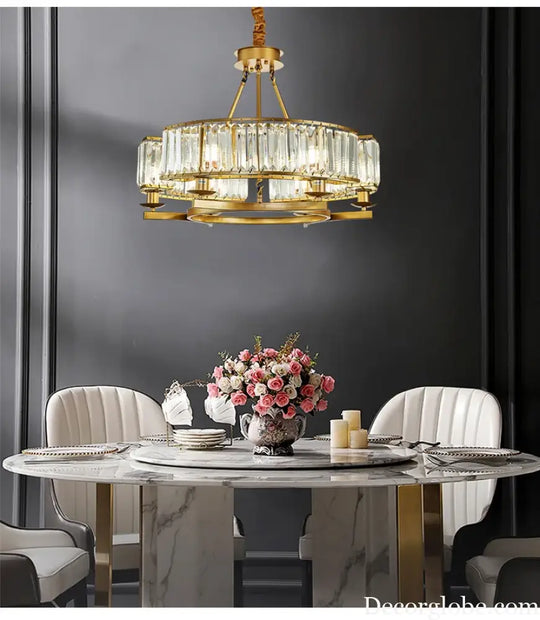 Zoe's K9 Crystal Modern Glass Chandelier - Copper Luxury Hanging Lamp - DecorGlobe