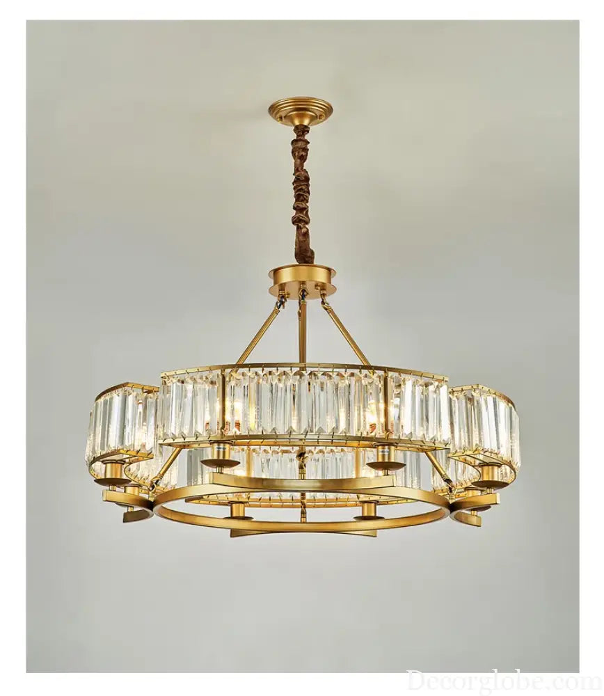 Zoe's K9 Crystal Modern Glass Chandelier - Copper Luxury Hanging Lamp - DecorGlobe