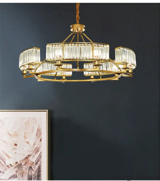 Zoe's K9 Crystal Modern Glass Chandelier - Copper Luxury Hanging Lamp - DecorGlobe