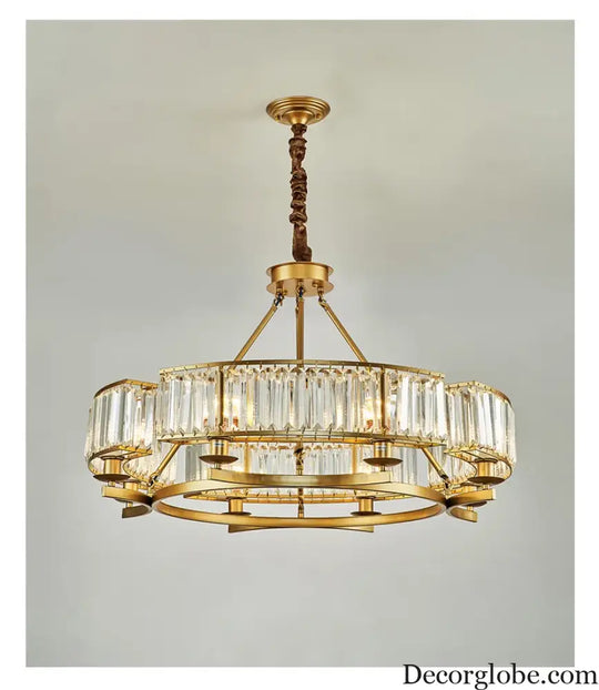 Zoe's K9 Crystal Modern Glass Chandelier - Copper Luxury Hanging Lamp - DecorGlobe