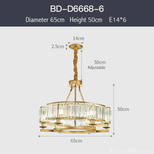 Zoe's K9 Crystal Modern Glass Chandelier - Copper Luxury Hanging Lamp - DecorGlobe