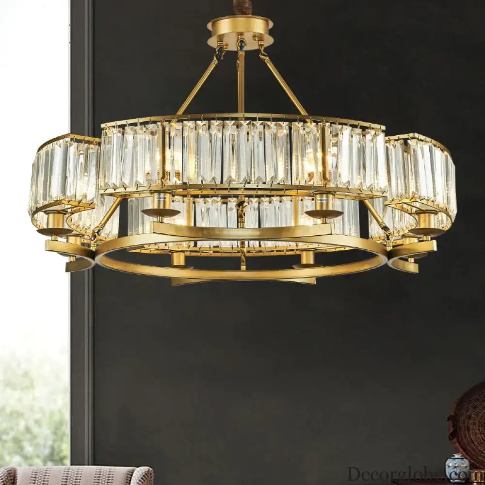 Zoe's K9 Crystal Modern Glass Chandelier - Copper Luxury Hanging Lamp - DecorGlobe