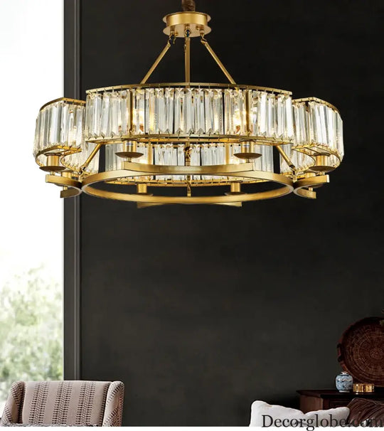 Zoe's K9 Crystal Modern Glass Chandelier - Copper Luxury Hanging Lamp - DecorGlobe