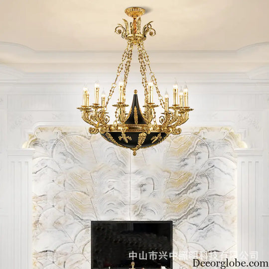 French Retro Crystal Copper Branch Chandelier