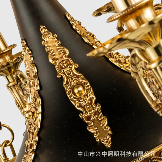 French Retro Crystal Copper Branch Chandelier