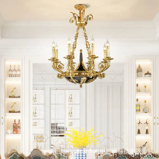 French Retro Crystal Copper Branch Chandelier