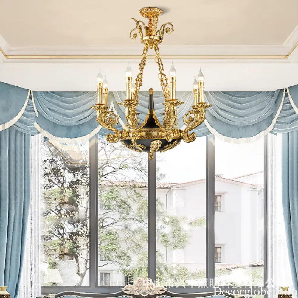 French Retro Crystal Copper Branch Chandelier