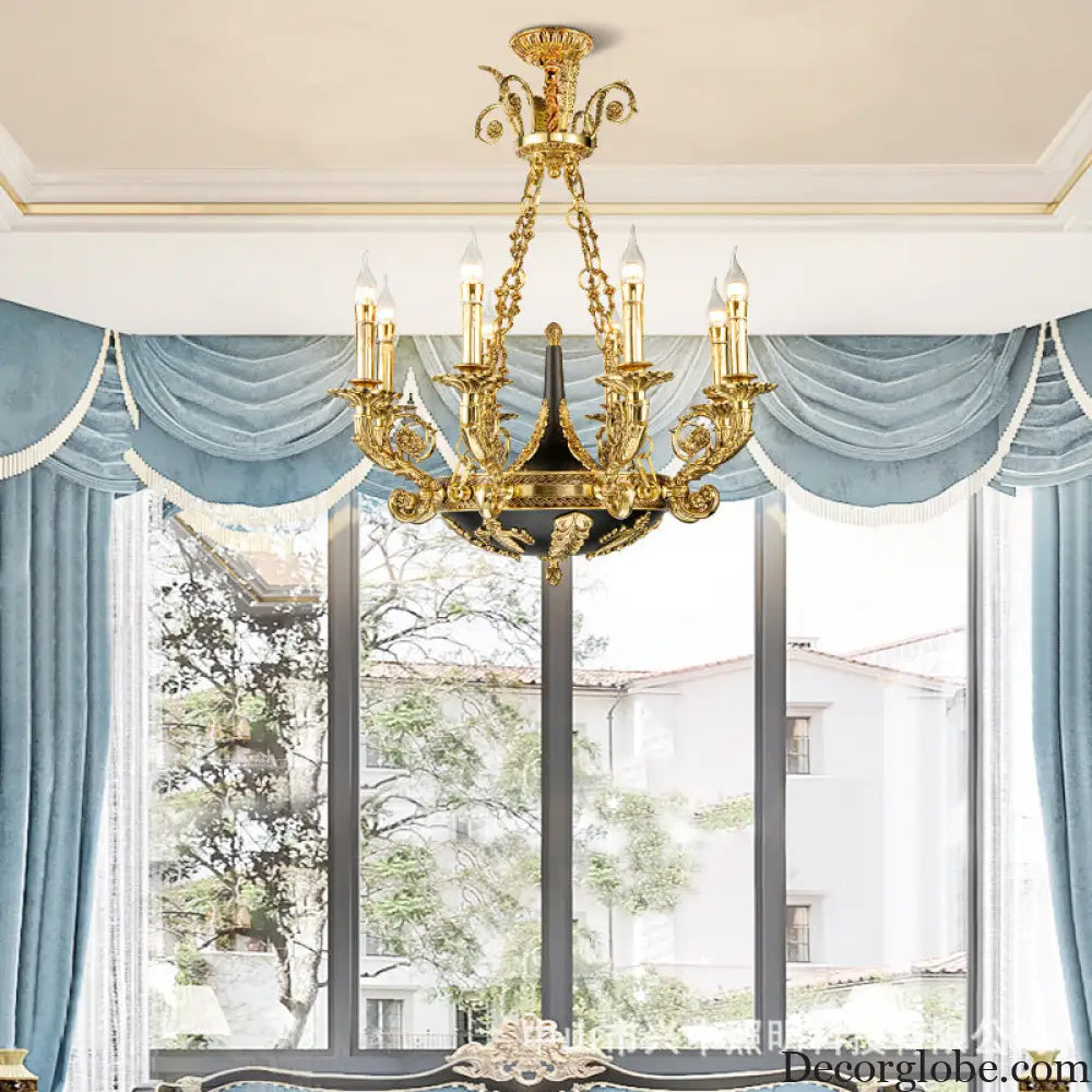 French Retro Crystal Copper Branch Chandelier