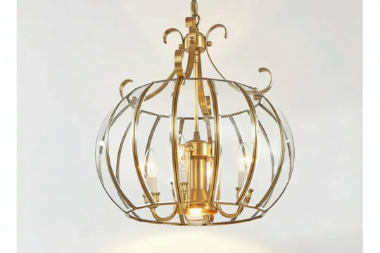 Modern 4L D430mm H490mm 40W Brass Pendant Lamp 4Lights Vintage 100% Copper Glass AC110V/220V Glass Shade Pendant Light