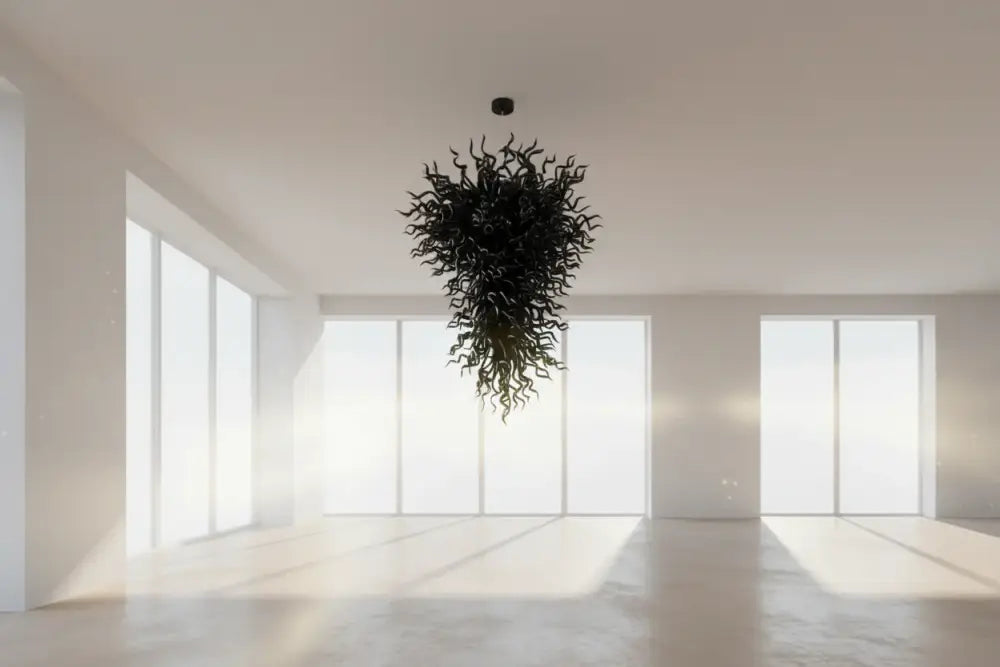 Large Black Hand Blown Glass Pendant Lamp for Statement Lighting W90xH150cm Chandelier