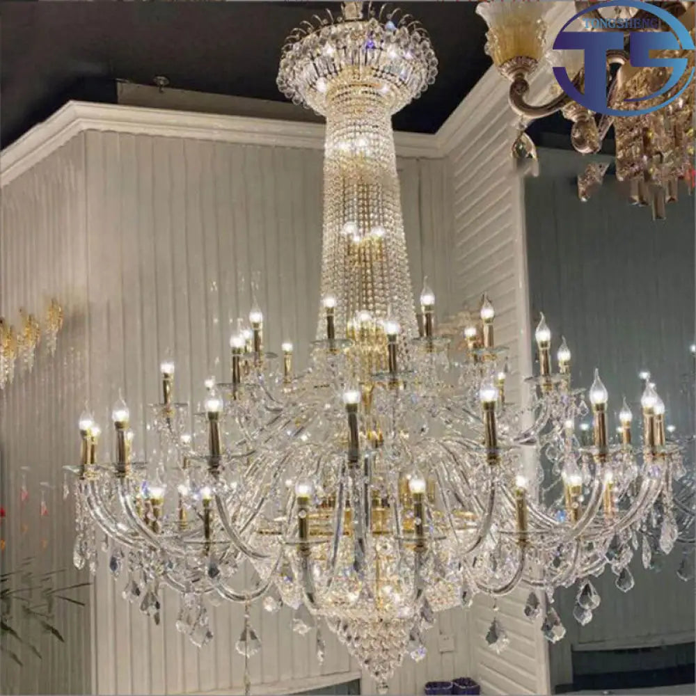 European-Style Living Room Crystal Chandelier Duplex Floor-To-Ceiling Light Fixture Luxurious and Grand Chandelier for