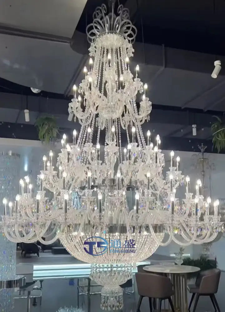 European-Style Living Room Crystal Chandelier Duplex Floor-To-Ceiling Light Fixture Luxurious and Grand Chandelier for