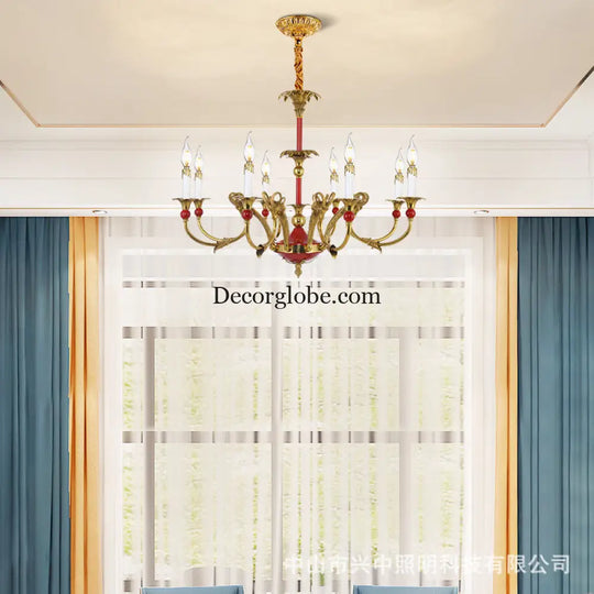 French Classical Crystal Copper Branch Chandelier