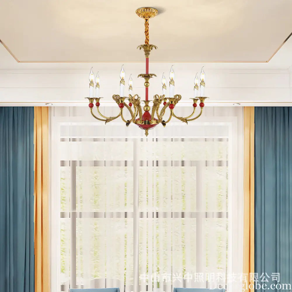 French Classical Crystal Copper Branch Chandelier