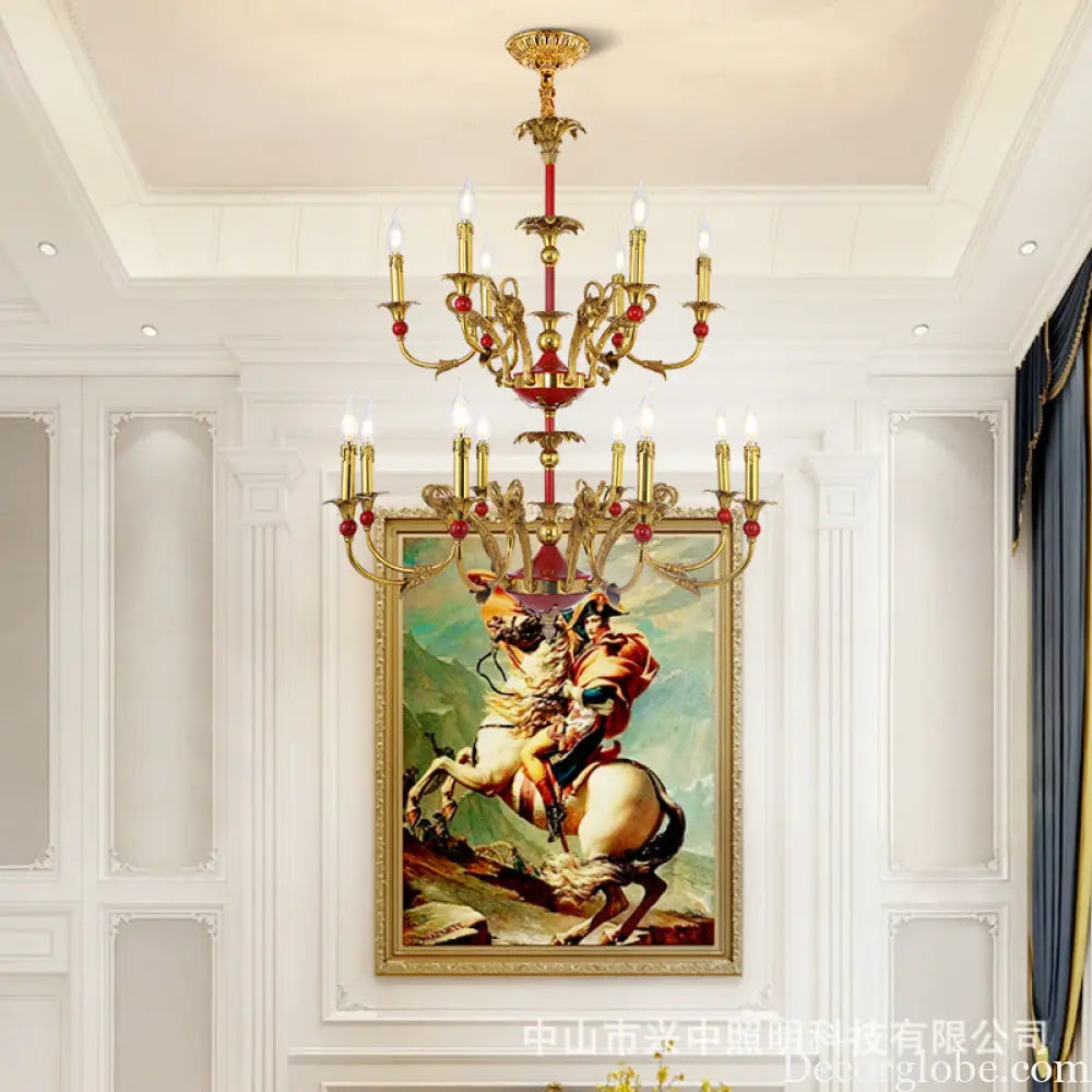 French Classical Crystal Copper Branch Chandelier
