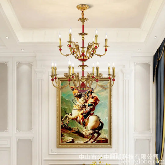 French Classical Crystal Copper Branch Chandelier
