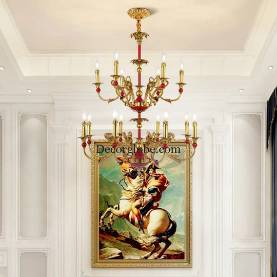 French Classical Crystal Copper Branch Chandelier