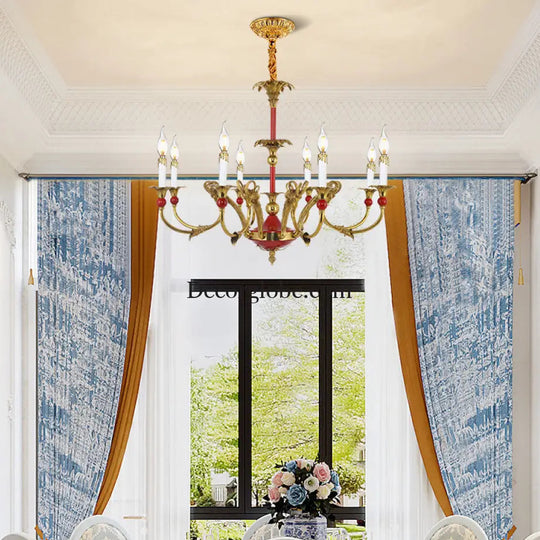 French Classical Crystal Copper Branch Chandelier