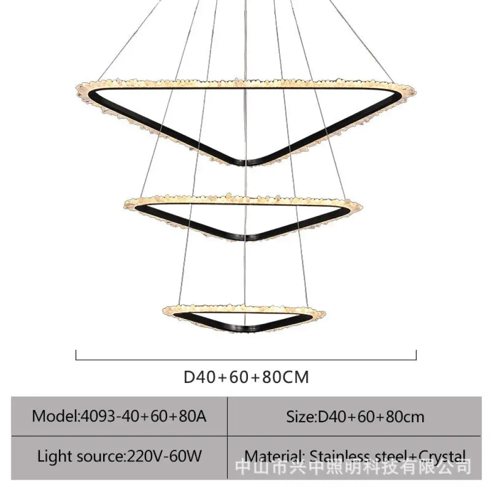 Lillian Modern Natural Crystal Staircase Chandelier A：D40 + D60 + D80 Chandelier