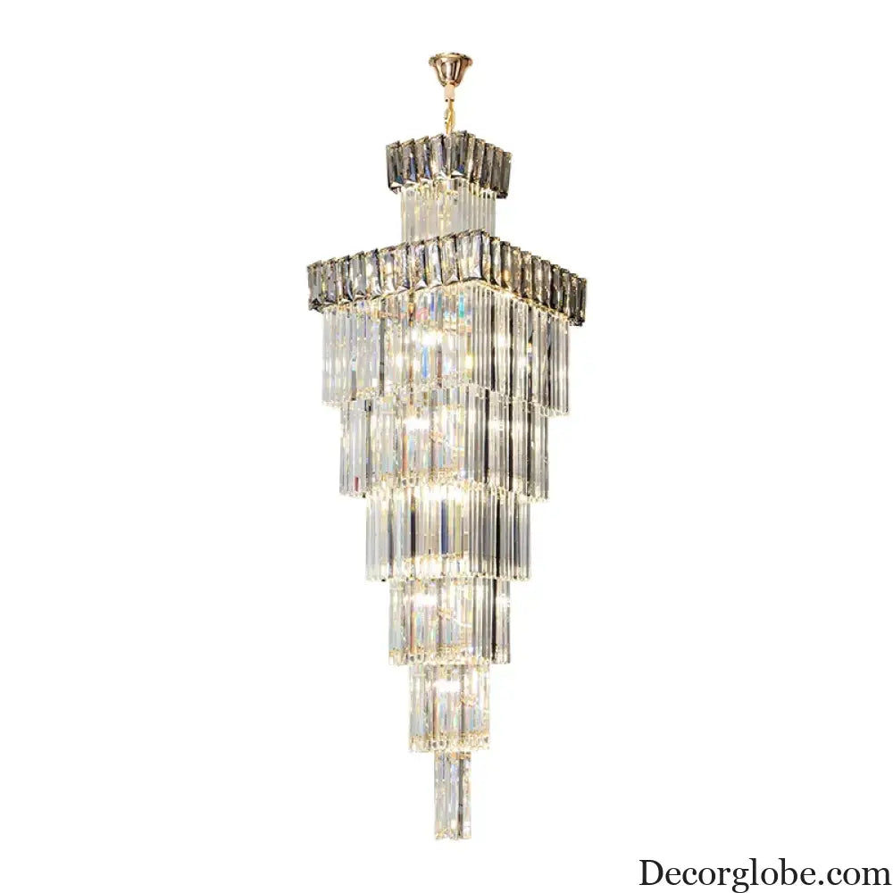 Luxurious Crystal Clear Pendant Light - Artistic Chandelier for Elegant Living Rooms and Staircases - DecorGlobe