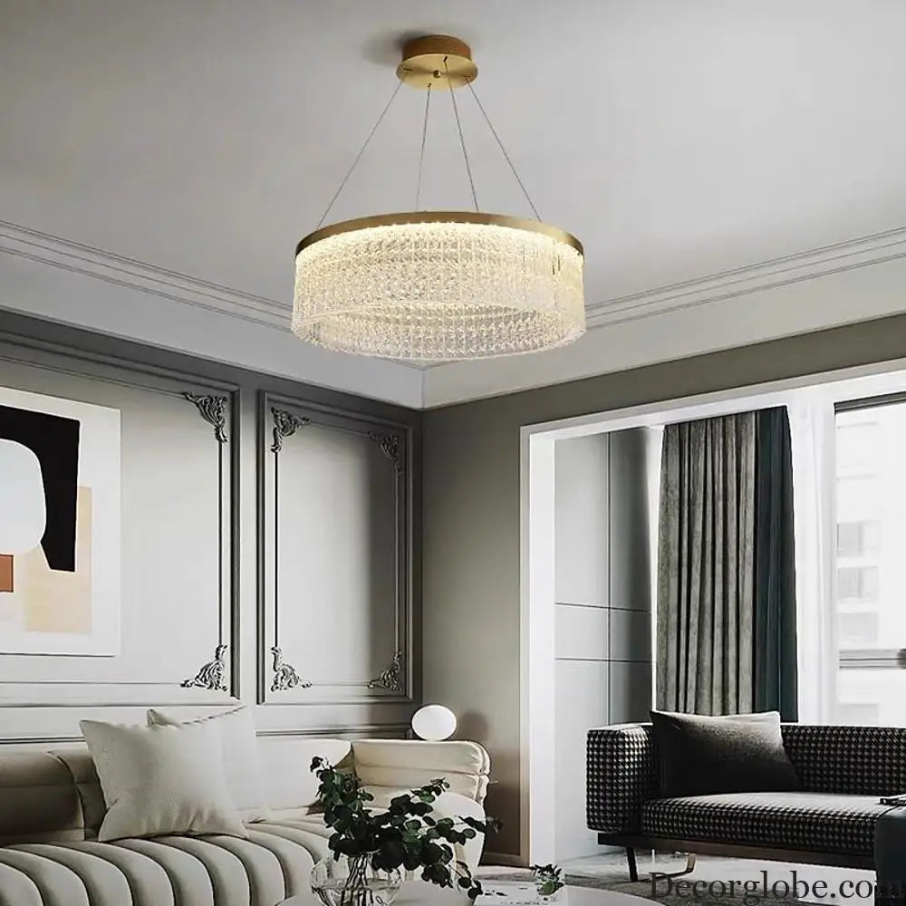 Luxury Circular Crystal Glass LED Pendant Chandelier – Adjustable Height Lighting > Ceiling lights > Chandeliers