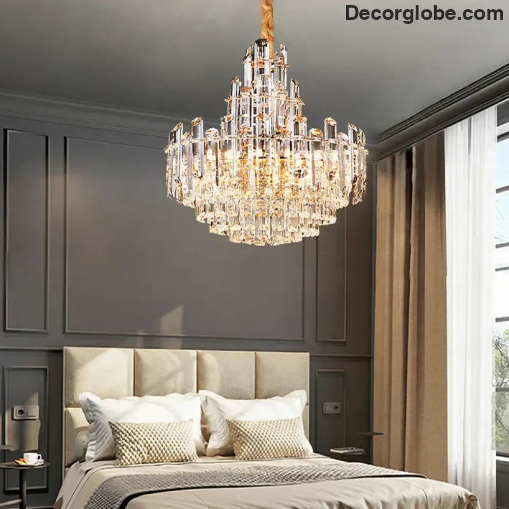 Luxury Gold LED Crystal Pendant Lights - Artistic Ceiling Decor for Maison-Inspired Living Spaces - DecorGlobe