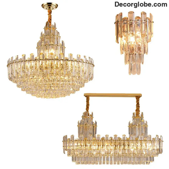Luxury Gold LED Crystal Pendant Lights - Artistic Ceiling Decor for Maison-Inspired Living Spaces - DecorGlobe