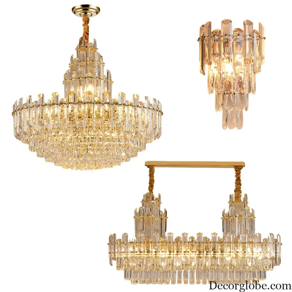 Luxury Gold LED Crystal Pendant Lights - Artistic Ceiling Decor for Maison-Inspired Living Spaces - DecorGlobe