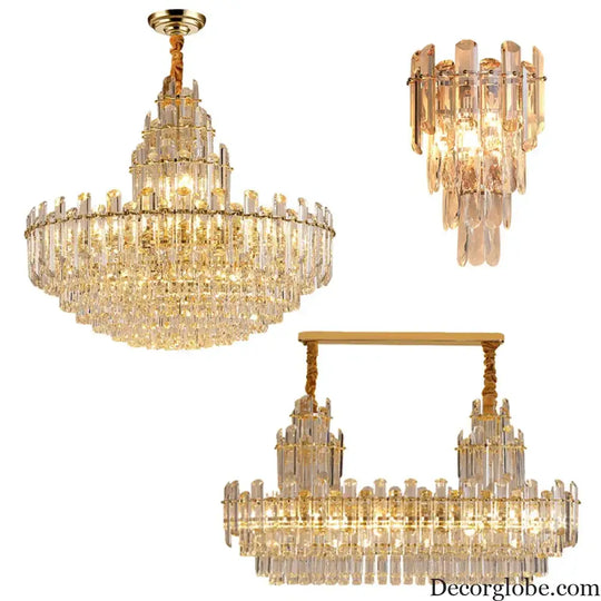 Luxury Gold LED Crystal Pendant Lights - Artistic Ceiling Decor for Maison-Inspired Living Spaces - DecorGlobe