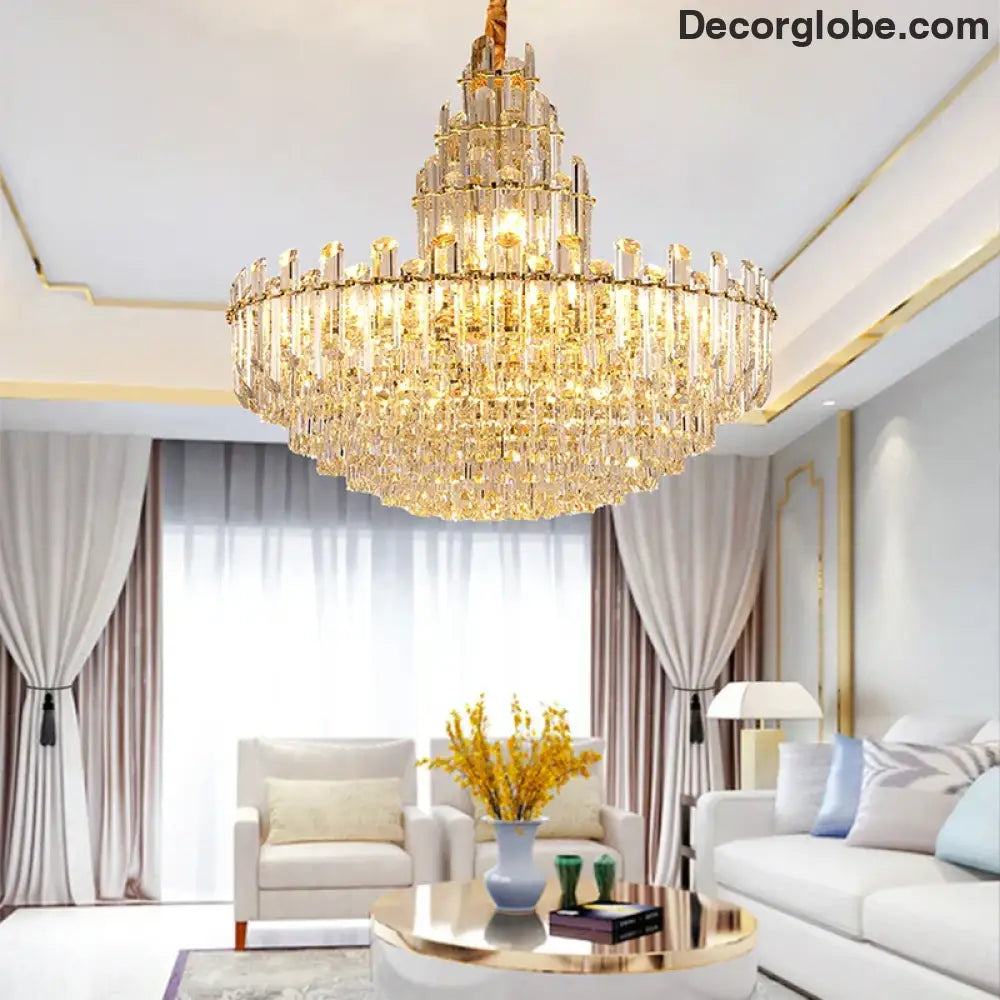 Luxury Gold LED Crystal Pendant Lights - Artistic Ceiling Decor for Maison-Inspired Living Spaces - DecorGlobe