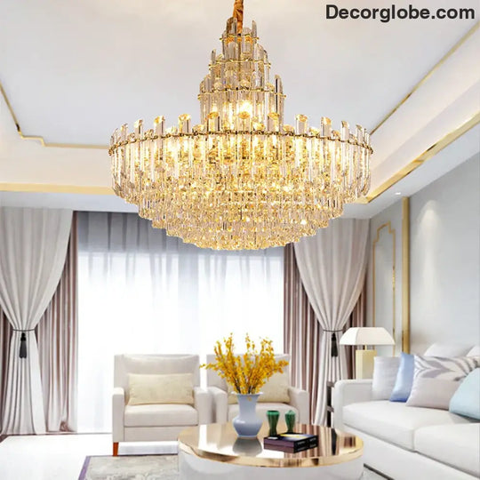 Luxury Gold LED Crystal Pendant Lights - Artistic Ceiling Decor for Maison-Inspired Living Spaces - DecorGlobe