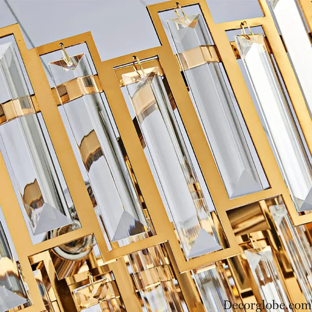 Luxury Golden Crystal LED Ceiling Lamp - Modern Round Ceiling Chandelier for Dining and Living Rooms - DecorGlobe