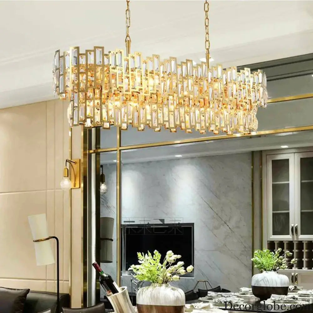 Luxury Golden Crystal LED Ceiling Lamp - Modern Round Ceiling Chandelier for Dining and Living Rooms - DecorGlobe