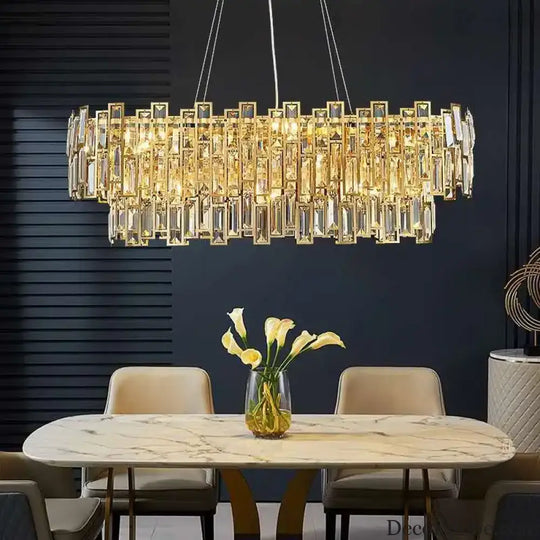 Luxury Golden Crystal LED Ceiling Lamp - Modern Round Ceiling Chandelier for Dining and Living Rooms - DecorGlobe