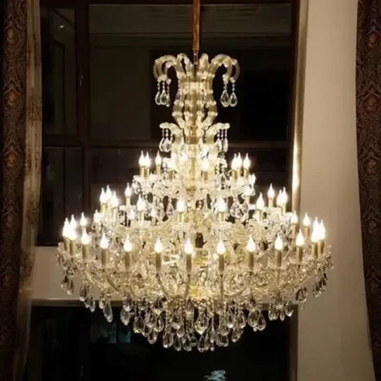 Luxury Large Crystal Candle Chandelier for Lobby and Villa Lighting 3 layers D150 X180cm / Warm light Chandelier