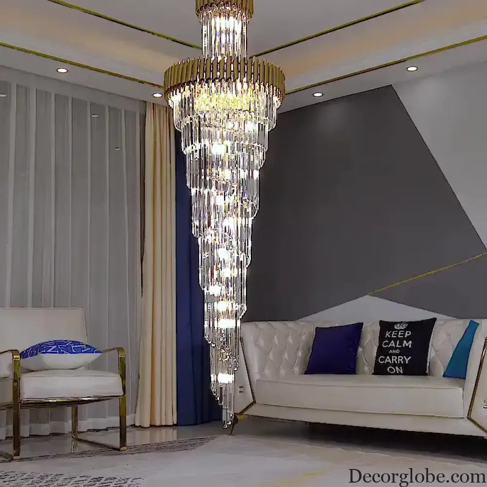 Luxury Modern Crystal Chandelier - Opulent Illumination for Long Lofts, Villa Lobbies, and Chic Living Spaces - DecorGlobe