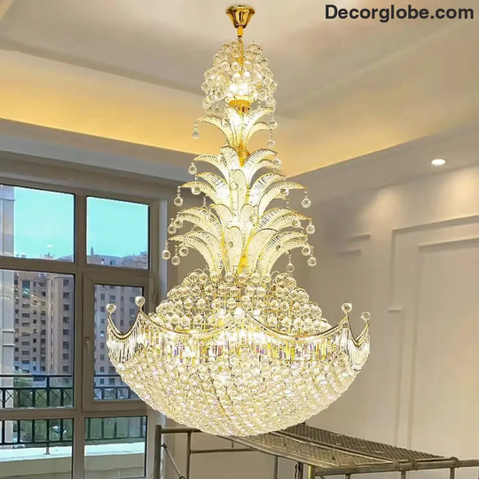Lydia Villa Crystal Chandelier with LED Chain Pendant Modern Staircase Light Chandelier