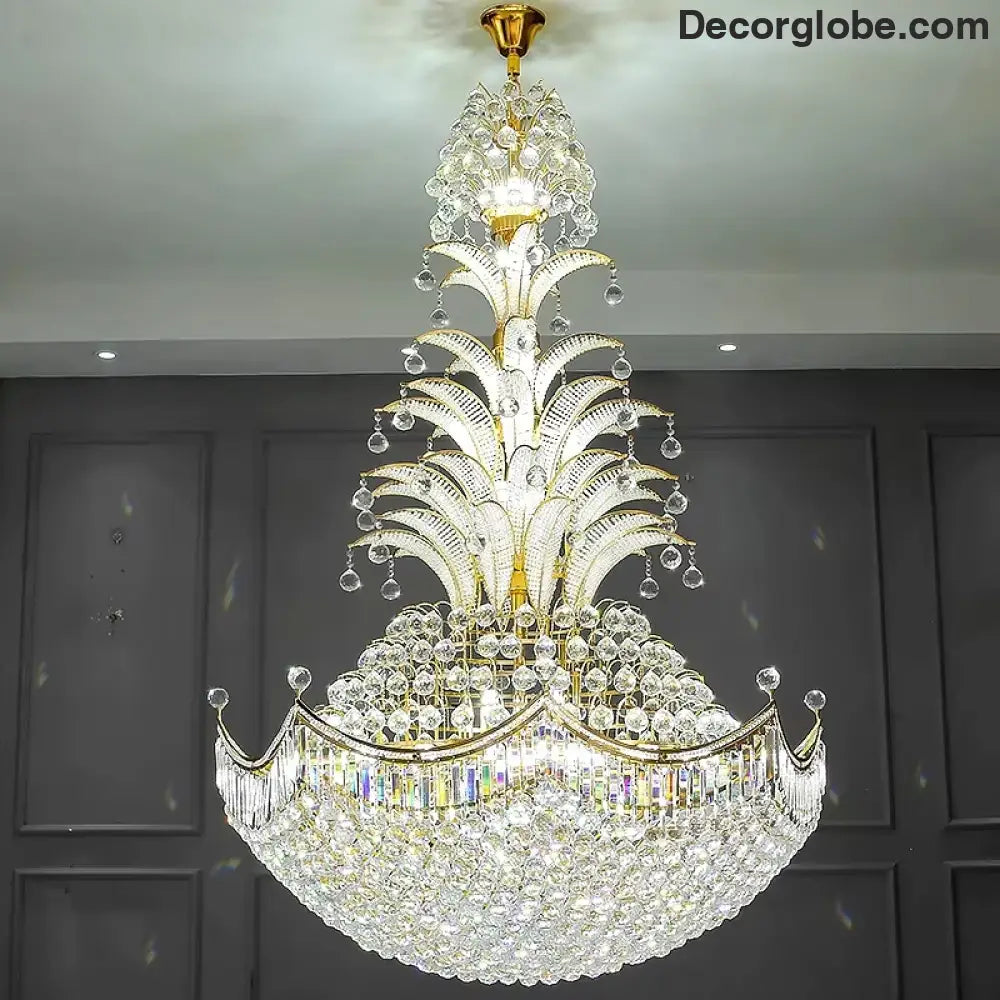 Lydia Villa Crystal Chandelier with LED Chain Pendant Modern Staircase Light Chandelier