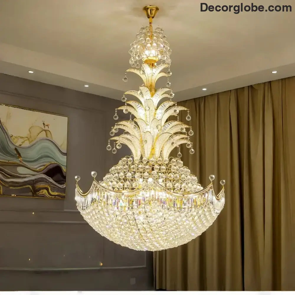 Lydia Villa Crystal Chandelier with LED Chain Pendant Modern Staircase Light Chandelier