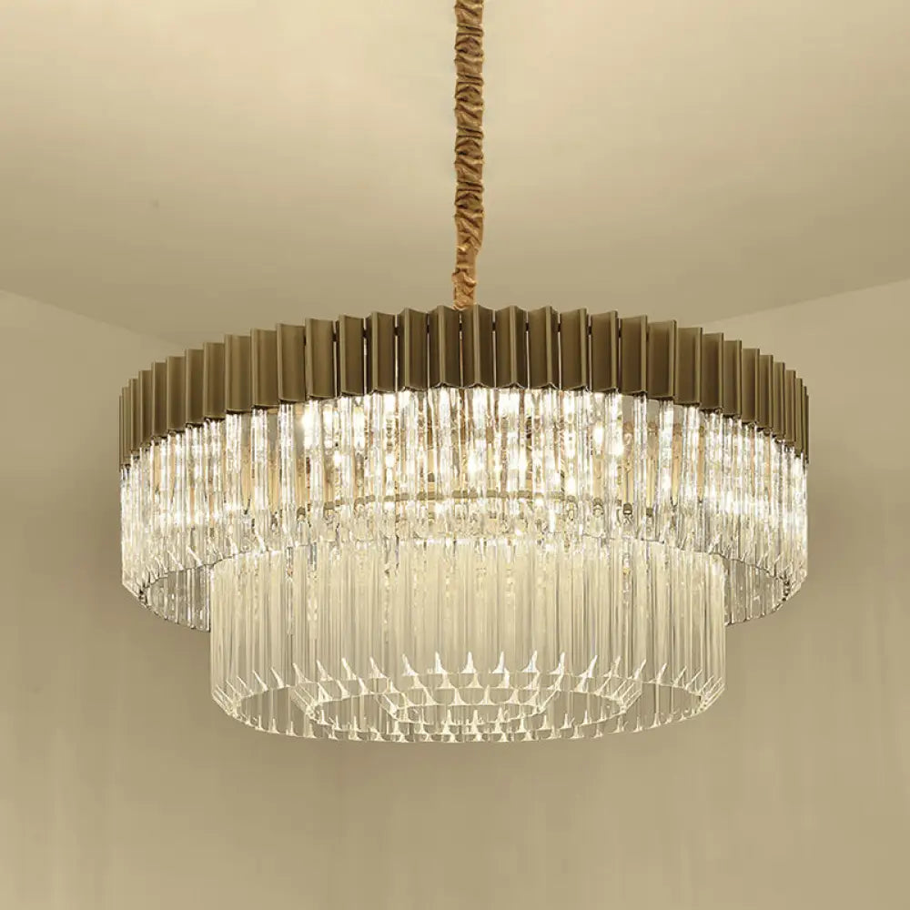 Lyric Modern 2-Tier Crystal Chandelier: Light Up Your Home with Elegance - DecorGlobe
