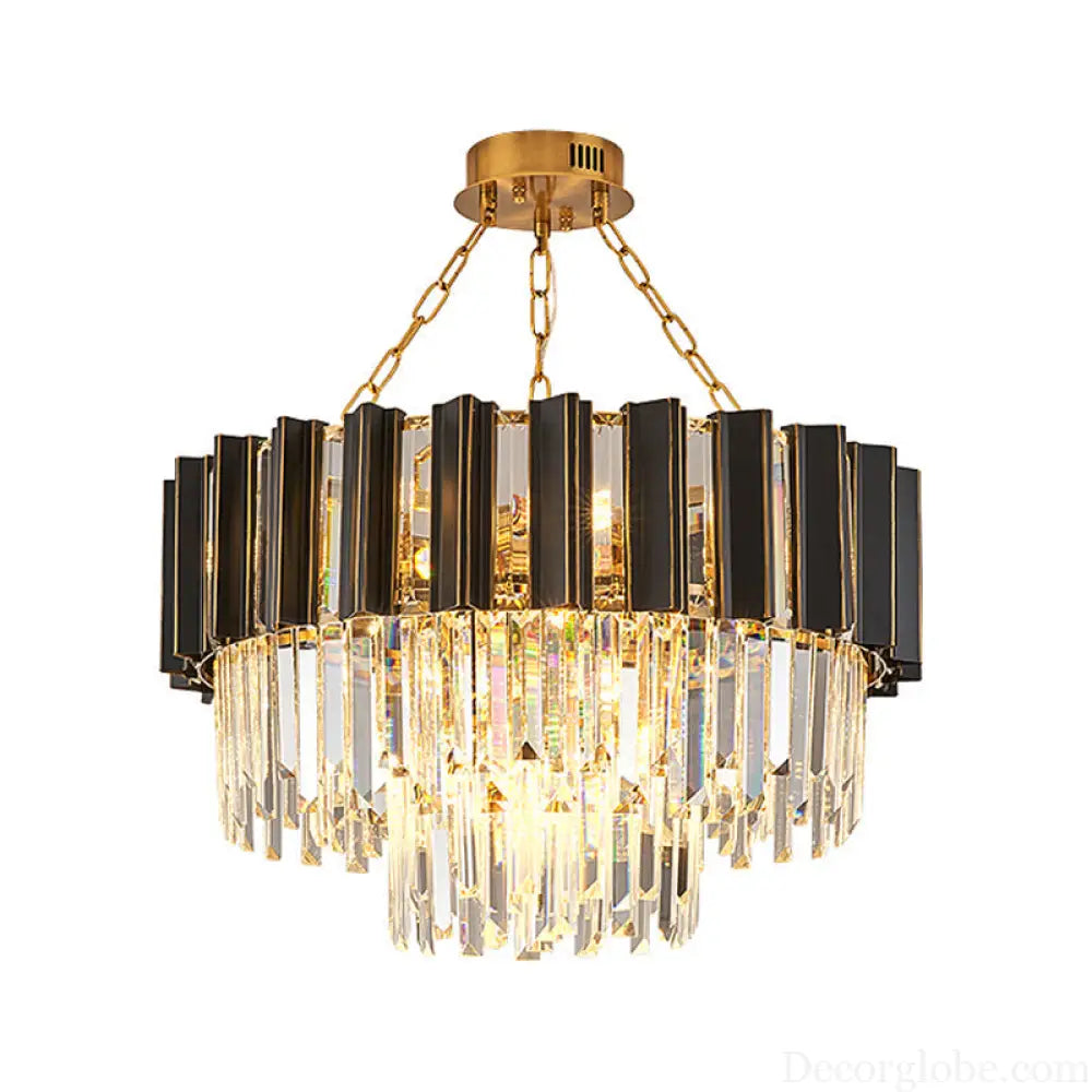 Maria Enchanting Ensemble: Modern Black Chandelier with Crystal Prisms - DecorGlobe