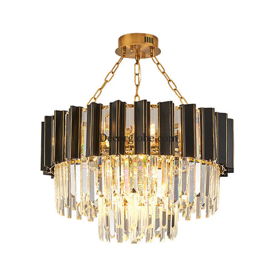 Maria Enchanting Ensemble: Modern Black Chandelier with Crystal Prisms - DecorGlobe
